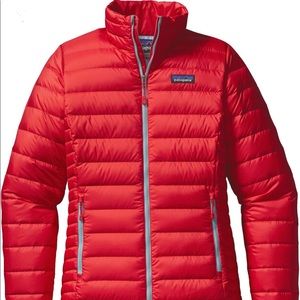 Patagonia Sweater Down Jacket Red & Mogul Blue